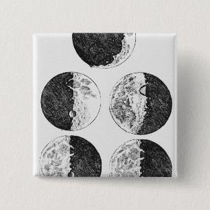 Chapa Cuadrada Los dibujos de Galileo de las fases de la luna
