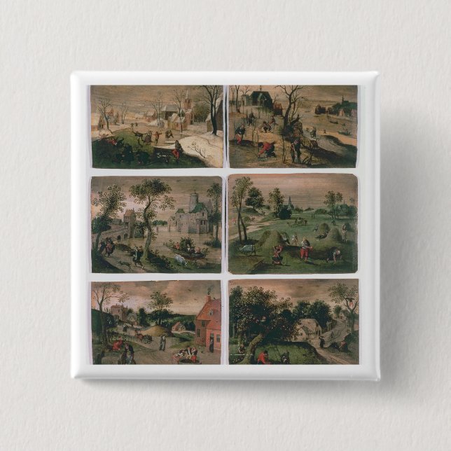 Chapa Cuadrada Los doce meses del año: Enero, febrero, (Anverso)