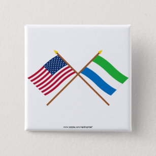 Chapa Cuadrada Los E.E.U.U. y banderas cruzadas Sierra Leone