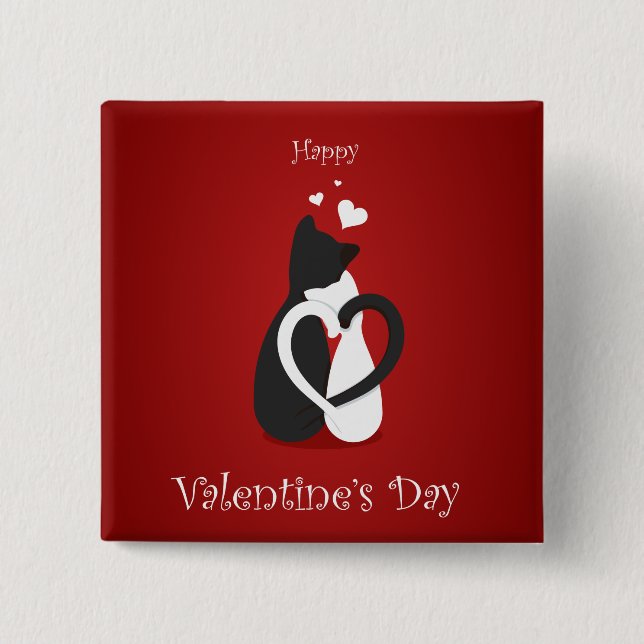 Chapa Cuadrada Los gatos El día de San Valentín guapos (Anverso)