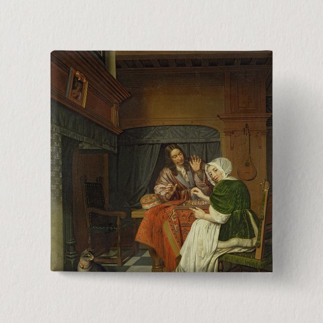 Chapa Cuadrada Los jugadores de ajedrez, c.1670 (Anverso)
