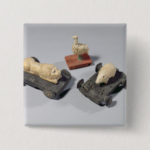 Chapa Cuadrada Los juguetes de los niños: un erizo, un león y una