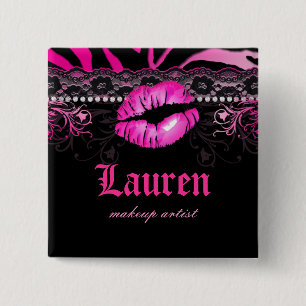 Chapa Cuadrada Los labios atan rosa del artista de maquillaje de