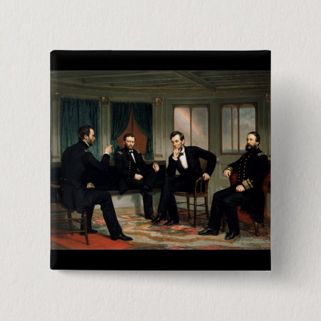 Chapa Cuadrada Los pacificadores con Abraham Lincoln (Anverso)
