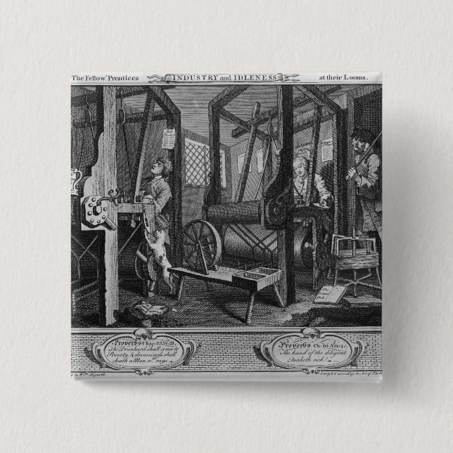 Chapa Cuadrada Los 'Prentices compañeros en sus telares (Anverso)
