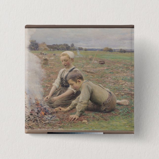 Chapa Cuadrada Los recolectores de la patata, 1898 (Anverso)