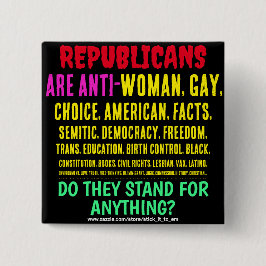 CHAPA CUADRADA LOS REPUBLICANOS SON ANTI-MUJER, GAY, Y TODO