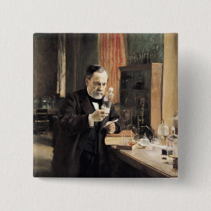 Chapa Cuadrada Louis Pasteur en su laboratorio, 1885