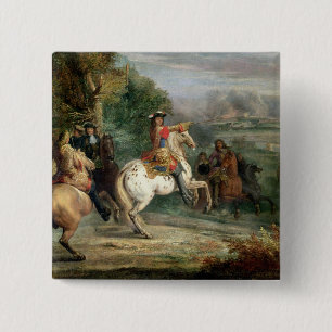 Chapa Cuadrada Louis XIV (1638-1715) que supervisa el cerco de un