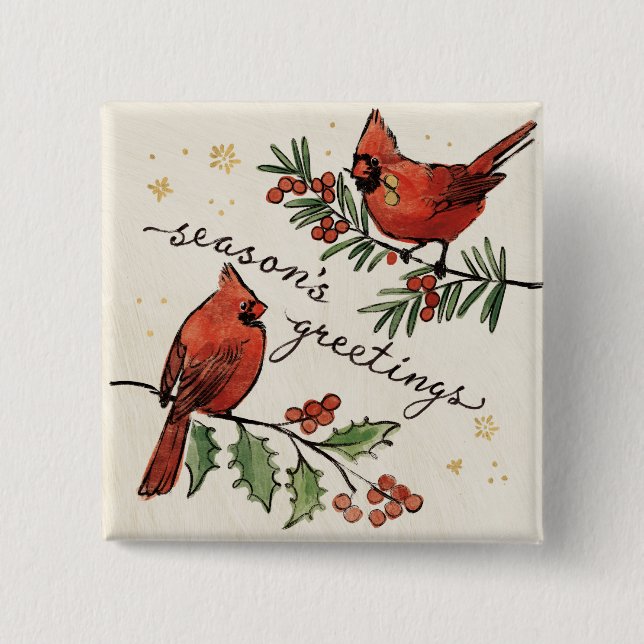 Chapa Cuadrada Lovebirds del cardenal del navidad (Anverso)