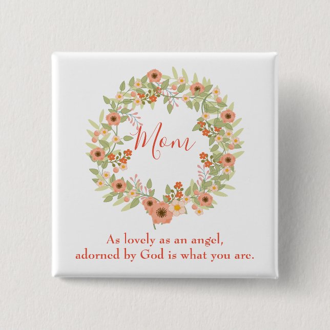 Chapa Cuadrada Lovely Mom Wreath (Anverso)