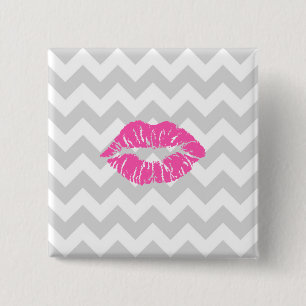 Chapa Cuadrada Lt blanco gris Chevron, beso rosado del lápiz
