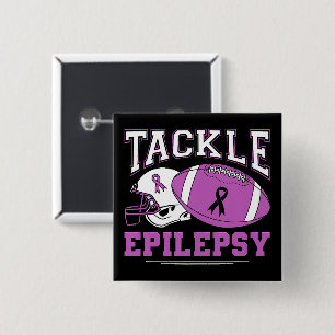 Chapa Cuadrada Lucha Contra la Epilepsia Fútbol con Listón Morado