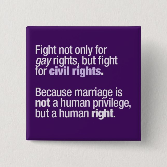 Chapa Cuadrada Lucha para los derechos de los homosexuales (Anverso)
