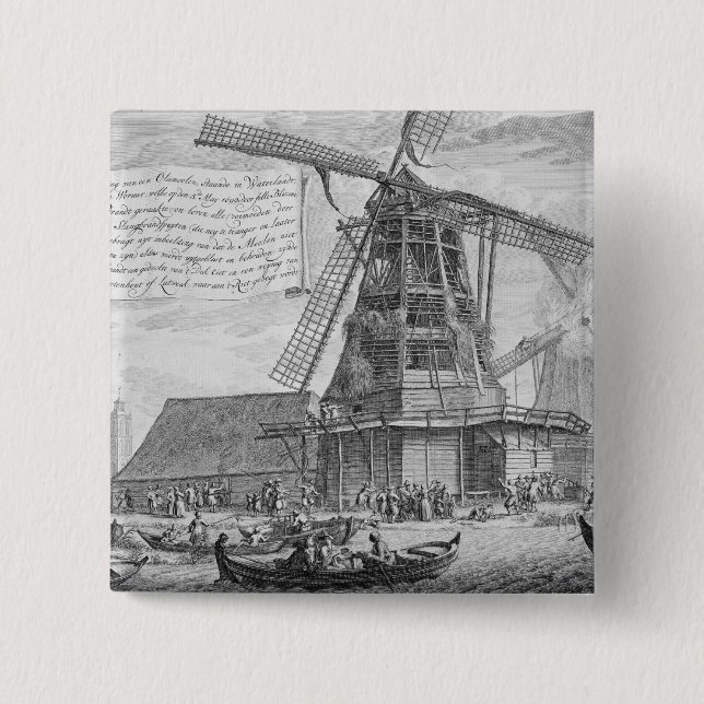 Chapa Cuadrada Luchando un fuego en un molino de viento cerca de (Anverso)