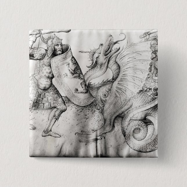 Chapa Cuadrada Luche entre los guerreros y un dragón, c.1450 (Anverso)