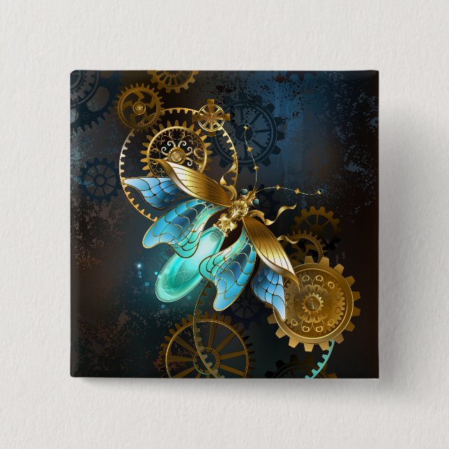 Chapa Cuadrada Luciérnaga de Steampunk (Anverso)