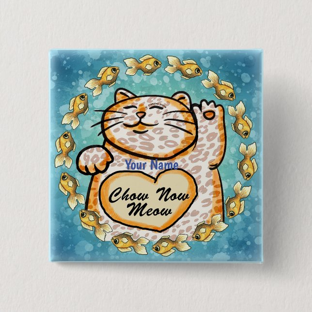 Chapa Cuadrada Lucky Cat Meow (Anverso)
