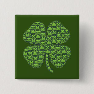 Chapa Cuadrada Lucky Irish Clover Dark Green