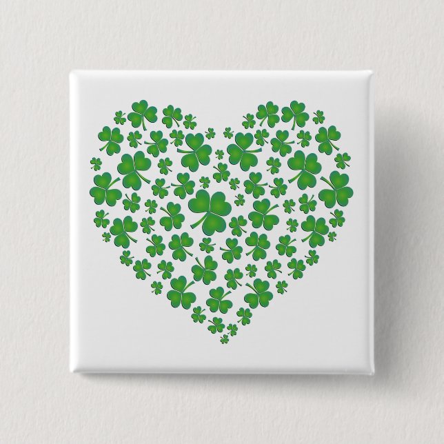 Chapa Cuadrada Lucky Irish Shamrock Heart (Anverso)