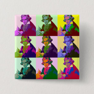 Chapa Cuadrada Ludwig Van Beethoven Pop Art