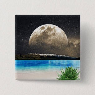 Chapa Cuadrada Luna Y Playa