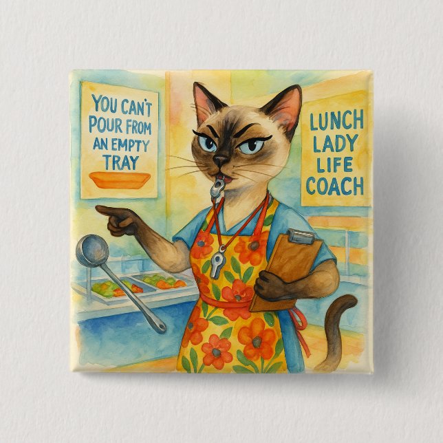 Chapa Cuadrada Lunch Lady Life Coach for Cat Lovers (Anverso)