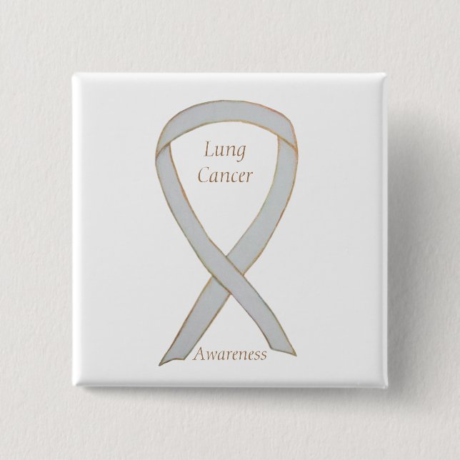 Chapa Cuadrada Lung Cancer Awareness Ribbon Personalizado Art Pin (Anverso)