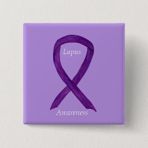 Chapa Cuadrada Lupus Purple Awareness Ribbon Personalizado Art Pi