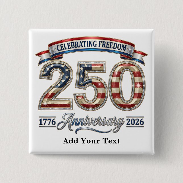 Chapa Cuadrada Luxury Shiny America 250 Anniversary Custom Text (Anverso)
