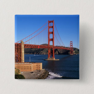 Chapa Cuadrada Luz de la mañana baña el puente Golden Gate