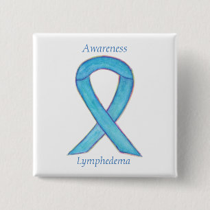 Chapa Cuadrada Lymphedema Awareness Ribbon Art Personalizado Pin