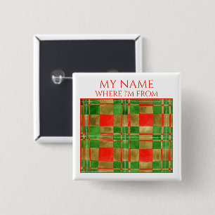 Chapa Cuadrada MAC GREGOR TARTAN Square Name Tag Pin Button