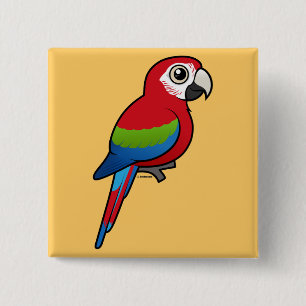 Chapa Cuadrada Macaw Verde-con alas