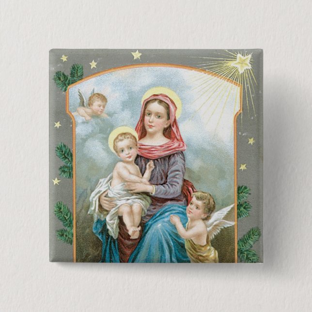 Chapa Cuadrada Madonna con el niño de Cristo (Anverso)