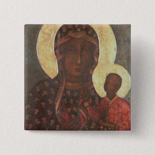 Chapa Cuadrada Madonna negro de Jasna Gora (Anverso)
