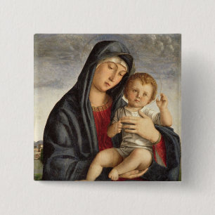Chapa Cuadrada Madonna y niño (aceite en el panel) 2