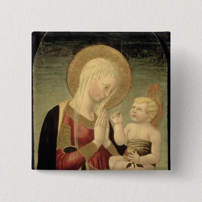 Chapa Cuadrada Madonna y niño con la granada (Anverso)