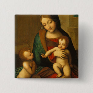 Chapa Cuadrada Madonna y niño con los santos