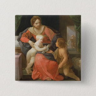 Chapa Cuadrada Madonna y niño con San Juan Bautista