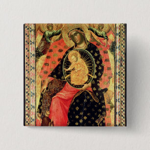 Chapa Cuadrada Madonna y niño Enthroned con dos personas devotas