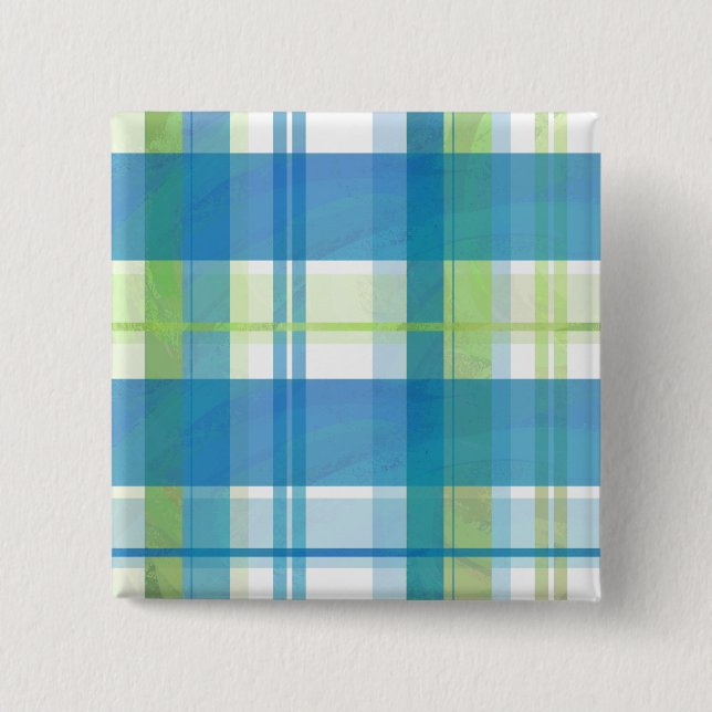 Chapa Cuadrada Madras verdes y azules (Anverso)