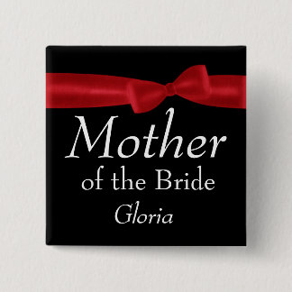 Chapa Cuadrada MADRE del nombre rojo del personalizado de la boda