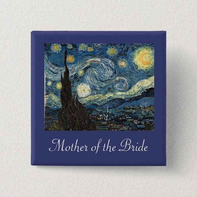 Chapa Cuadrada Madre/padre de la novia/novio Starry Night (Anverso)