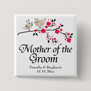 Chapa Cuadrada Madre personalizada del boda floral del novio