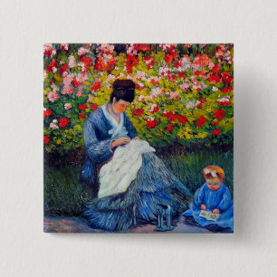 Chapa Cuadrada Madre y niño monet en el jardín