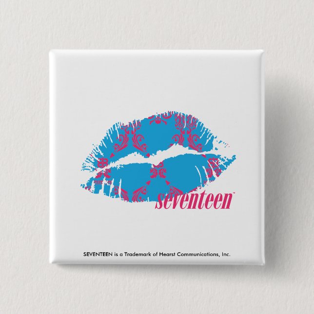 Chapa Cuadrada Magenta-Aguamarina del damasco (Anverso)