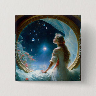 Chapa Cuadrada Magical Night Scene Fantasy Art