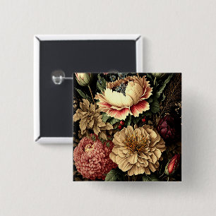 Chapa Cuadrada Magnífico Arreglo Floral Vintage