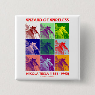 Chapa Cuadrada Mago de la radio (Nikola Tesla nueve imágenes)